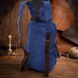 Функціональний текстильний рюкзак у стилі мілітарі Vintagе 22181 синій - мініатюра 4