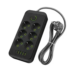 Мережевий фільтр подовжувач 1.7м 6 розеток, 4×USB, 1×Type-C на 11 пристроїв з кнопкою вимкнення
- мініатюра 4