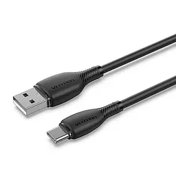 Кабель Vention USB 2.0 A Male to C Male 3A Cable 1M Black Flexible PVC Type (CWABF)