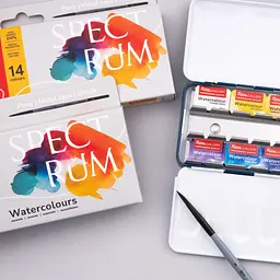 Набір акварельних фарб з пензлем SPECTRUM 14×2,5 мл кювета Індіго металевий пенал ROSA Gallery (4823098544760) - мініатюра 7