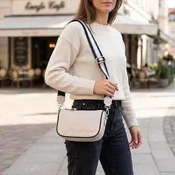 Сумка крос-боді напівкруглого формату з натуральної шкіри Vintage 22393 біла - мініатюра 2