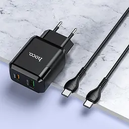 Зарядний пристрій Hoco Favor N5 20 W + кабель Type-C Type-C чорний 6931474738936 - мініатюра 3