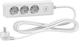 Мережевий подовжувач Schneider Electric 3 розетки з заземленням білий 3 м ST9433W