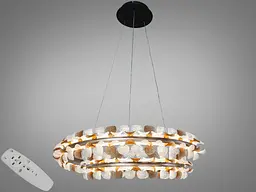 Дизайнерська підвісна LED люстра Diasha MD2511/800CG з подвійним кільцем і декоративною підсвіткою 80 см
