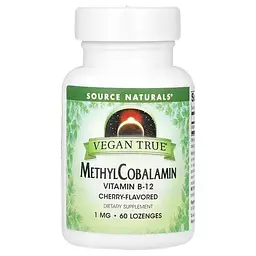 Кобаламин (B-12) Vitamin B-12 MethylCobalamin Cherry 1 mg 60 Lozenges Source Naturals vit0005752
