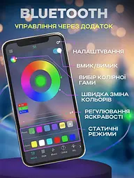 Гірлянда світлодіодна RGB 5050 водонепроникна IP67 з USB Bluetooth реагує на звук з пультом 10 м, різнокольорова (1490534112) - мініатюра 5