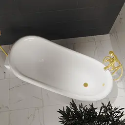 Ванна окремостояча глянцева Amidicon Symphony 167x78 біла з литого каменю золоті ніжки SYMFONIYA_167_g_HL, Білий - мініатюра 3