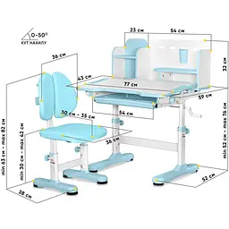 Комплект меблів Mealux Panda Blue: стіл + стілець + полиця (BD-28 BL) - мініатюра 2