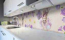 Кухонний фартух Лаванда і Дзвіночки вінілова наклейка для кухні ПВХ Квіти Бежевий 60х200 см Happy Pocket Z181341 - мініатюра 6