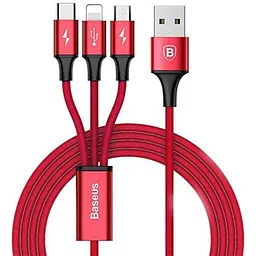 Мережевий зарядний пристрій Baseus Letour 2USB + Red Cable USB to Lightning/XiaomicroUSB/Type-C 2.4A TZCL-D92 White-Silver - мініатюра 3