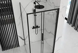 Душова кабіна Rea Rapid Slide 80x100 black REA-K6421 + REA-K6400, Чорний матовий, Універсальна, прозрачний, Чорний матовий - мініатюра 2