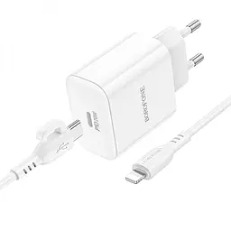Комплект зарядного пристрою Borofone BA81A 1 Type-C PD20W Type-C to Lightning iOS White - мініатюра 3