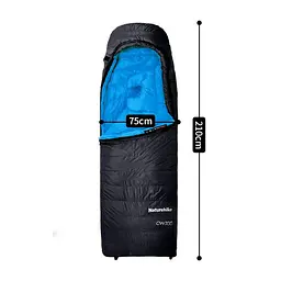Спальник з натуральним пухом Naturehike CW700 CNK2450WS048, p-р M, чорно-блакитний - мініатюра 3