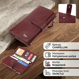 Вертикальний гаманець для жінок з натуральної шкіри Canpellini 21645 бордовий - мініатюра 3