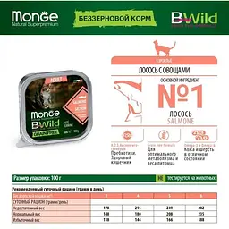 Вологий корм для котів Monge Cat Вwild Gr. Free Wet Adult лосось з овочами 100 г - мініатюра 7