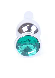 Анальна пробка - Jewellery Silver BUTT PLUG- Green - мініатюра 4