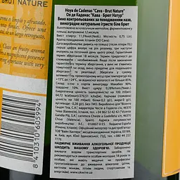 Вино ігристе Hoya de Cadenas Cava Brut Nature, біле, брют, 11,5%, 0,75 л - мініатюра 3