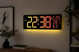 Настінний годинник 6669R / Електронні LED-годинник / RGB годинник з пультом