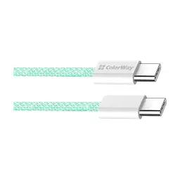 Дата кабель USB-C to USB-C 1.0m 60W 3.0А green ColorWay (CW-CBPDCC061-G) - мініатюра 3