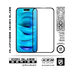 Захисне 3D скло для Apple iPhone 16 Plus, Icon 3D, загартоване, 9H, загартоване скло, повне проклеювання, протиударне, глянсове з олеофобним покриттям, на весь екран, сумісне з чохлами, проста установка, ArmorStandart (ARM78029) - мініатюра 2