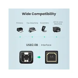 Кабель для принтера USB 2.0 AM/BM 1.0m US135 black Ugreen (20846) - мініатюра 4