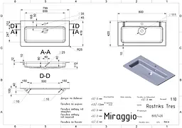 Умивальник Miraggio ROSTRIKS TRES (0001540) Miramarble, Глянцевий, Підвісний, Білий - мініатюра 2