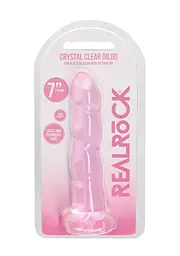 Фалоімітатор RealRock Crystal Clear 7" 18 см (рожевий) - мініатюра 9