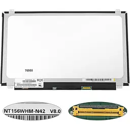 Матриця 15.6 NT156WHM-N42 (1366*768 30pin(eDP) LED SLIM(вертикальні вушки) матова роз'єм праворуч знизу) для ноутбука