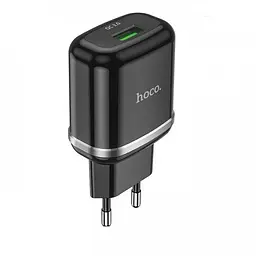 Мережевий зарядний пристрій Hoco N3 Special single port 1USB, QC3.0 3A Black - мініатюра 2