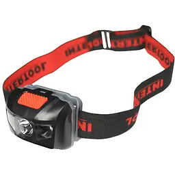 Ліхтар налобний на батарейках Intertool 1 LED + 2 LED х 1 Вт LB-0302