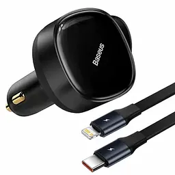 Автомобільний зарядний пристрій Baseus Enjoyment Retractable 2-in-1 Car Charger C+L 30W CGTX000001 Black - мініатюра 4