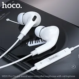 Навушники Hoco M101 Pro Crystal sound wire-controlled earphones with microphone білий - мініатюра 2