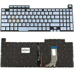 Клавіатура для ноутбука ASUS (G731GD, G731GT, G731GU) рус, сріблястий, без рамки, підсвічування клавіш (RGB 1) (ОРИГІНАЛ)