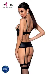 Корсет з відкритими грудьми Passion JANNIES CORSet XXL/XXXL black стрінги в наборі - мініатюра 2