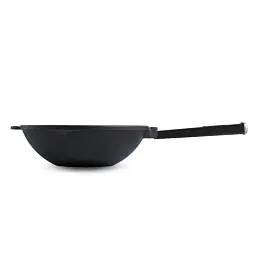 Сковорода Brizoll Wok чавунна з дерев'яною ручкою Black з кришкою 26 см (W26HP1-1) - мініатюра 3