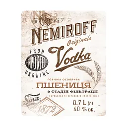 Горілка особлива Nemiroff Originals Пшениця українська відбірна 40% 0.7 л (910054) - мініатюра 4