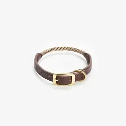Шкіряний нашийник з канатиком для собак "Caviar Terra" XL коричневий (обхват шиї 46-54см)