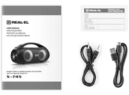 Портативная колонка бумбокс REAL-EL RX745 Boombox 40W Bluetooth TWS, RGB, Black - мініатюра 11