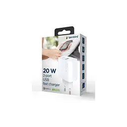 Зарядний пристрій Gembird USB-A + Type-C (PD20W + QC3.0 18W) white (TA-UC-PDQC20-01-W) - мініатюра 6