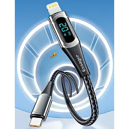 Дата кабель USB-C to Lightning 2.0m 20W Digital Display black Essager (EXCTL-YDA01) - миниатюра 9