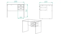 Стіл комп'ютерний Вінсент Ferrum-decor 750x1200x600 ДСП Біле 16 мм (FRD-104794) - мініатюра 3