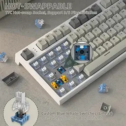 Клавіатура бездротова K86, Retro Grey, Bluetooth 5.0 / 2.4GHz USB / Type-C, механічна ( Attack Shark teh0028302 - мініатюра 5