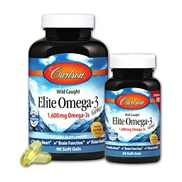 Жирні кислоти Carlson Омега-3, Смак Лимону, Elite Omega-3 Gems, 90+30 желатинових (CAR-01714)