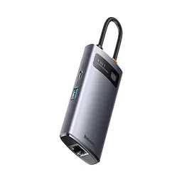 Usb-хаб Baseus Metal Gleam Series 4-in-1 Multifunctional Type-C Hub Docking Сірий (Type-C to Usb3.0x3+RJ45x1) - мініатюра 3