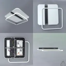 Керована світлодіодна люстра SAVIO 100W 2S-500×500×60-WHITE/BLACK-220-IP20 ESLLSE - мініатюра 4