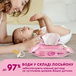 Дитячі вологі серветки Smile baby для новонароджених з клапаном 72 шт (4823071617870) - мініатюра 5