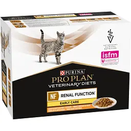 Уцінка. Набір паучів Purina Pro Plan Veterinary Diets NF Renal Function Early Care при патології нирок з куркою 10 шт. х 85 г 