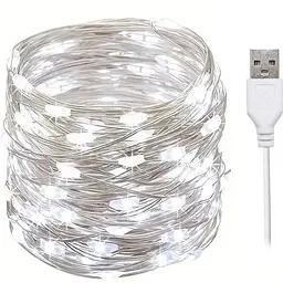 Гірлянда крапля роси usb Sun Lamp 200 led нитка довжина 20м c USB для 5v, від powerbank, біле світло