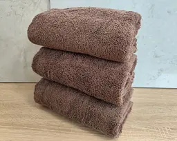 Набір турецьких махрових однотонних рушників Zeron 3 штуки 50х90 Brown щільність 500 г/м2 - мініатюра 2