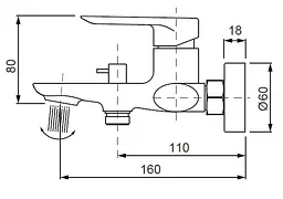 Змішувач для ванни з коротким зливом Koer KB-40028-07 KR5308 Графіт - мініатюра 3